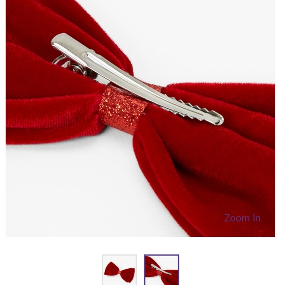 Claire's Kids Bow Headband & Glitter Velvet Hair Bow Clip - Red - Picture 5 of 5